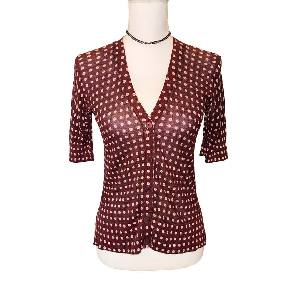 Ann Taylor Loft Floral Print Button Down Cardigan Sweater Size XS